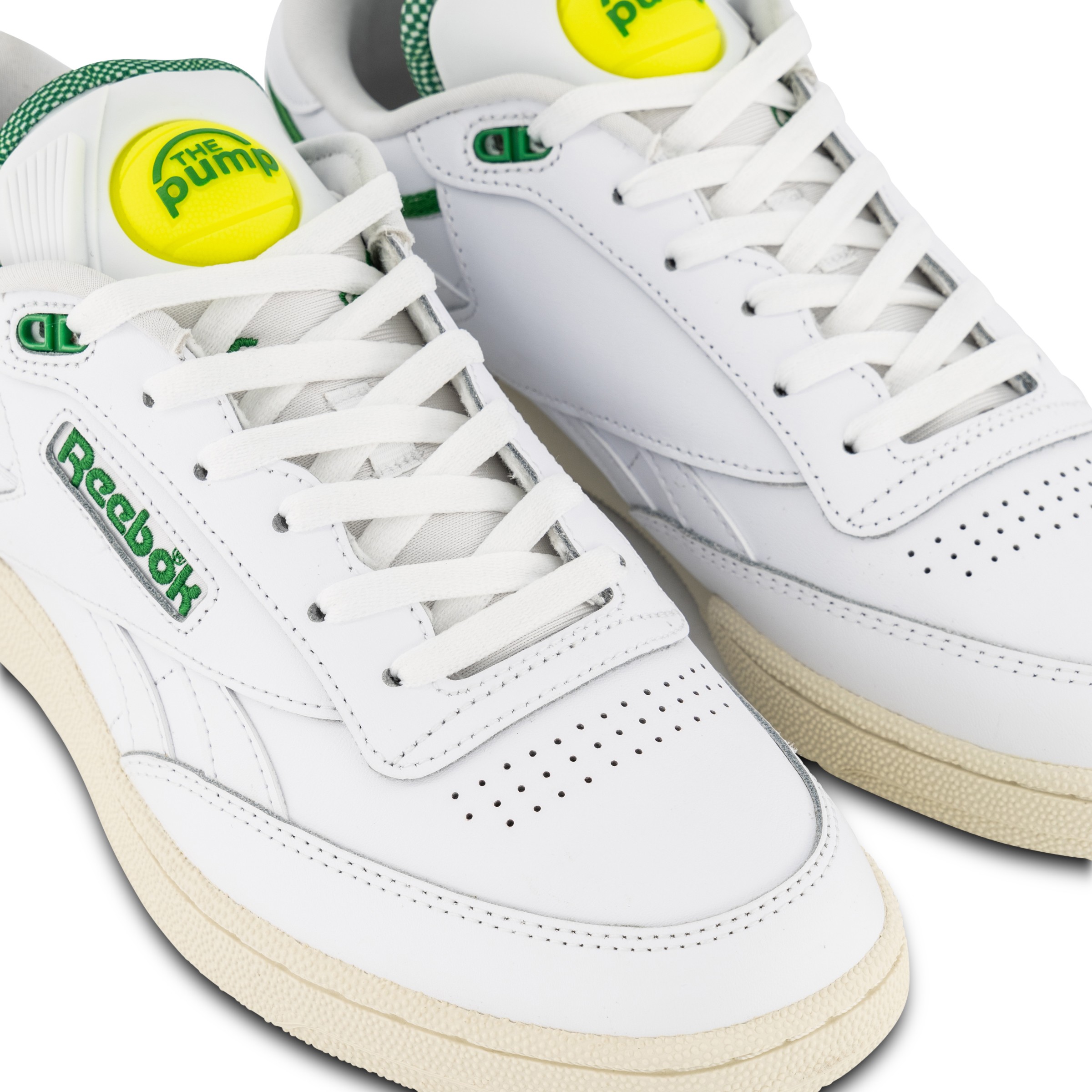 Reebok Club C 85 Pump White Glen Green Solar Acid Yellow Hype DC