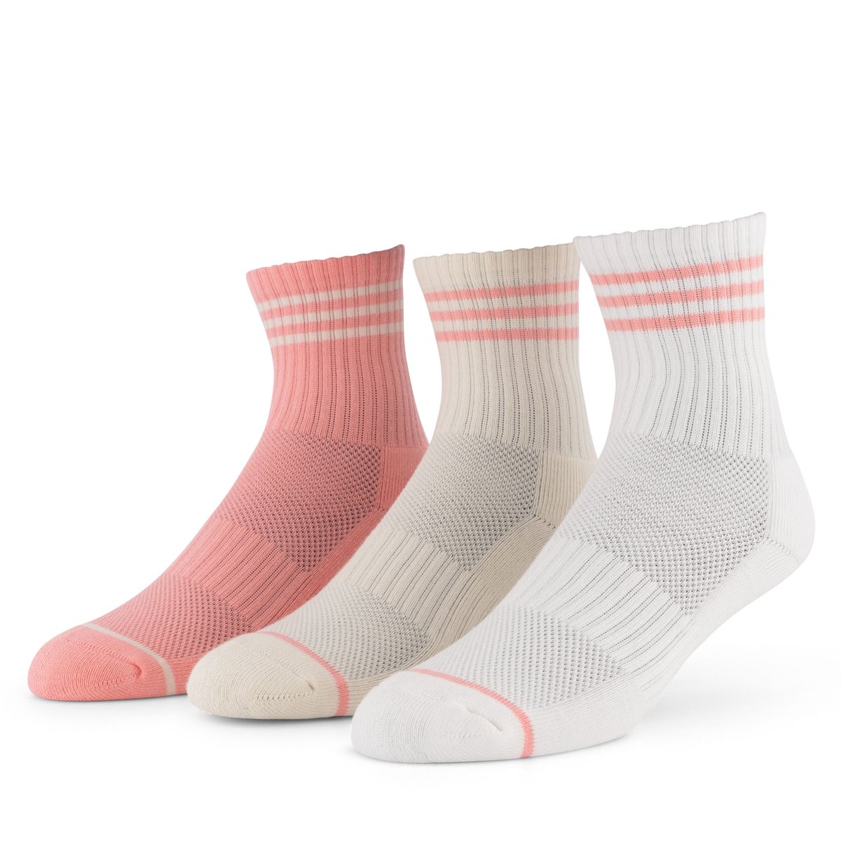 Hype DC 3 Stripe Socks 3-Pack White Pink Ecru | Hype DC