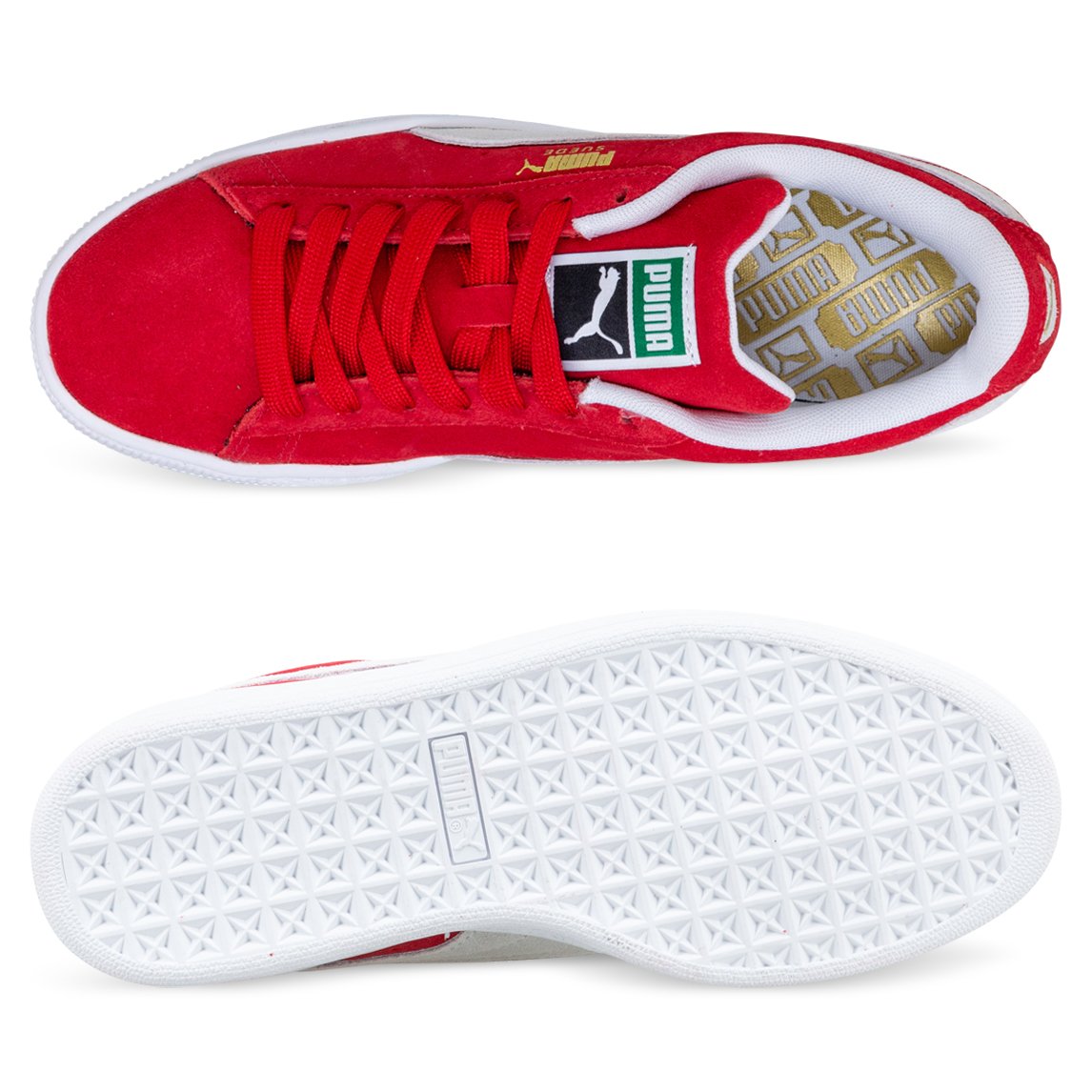 Puma suede white and red hotsell