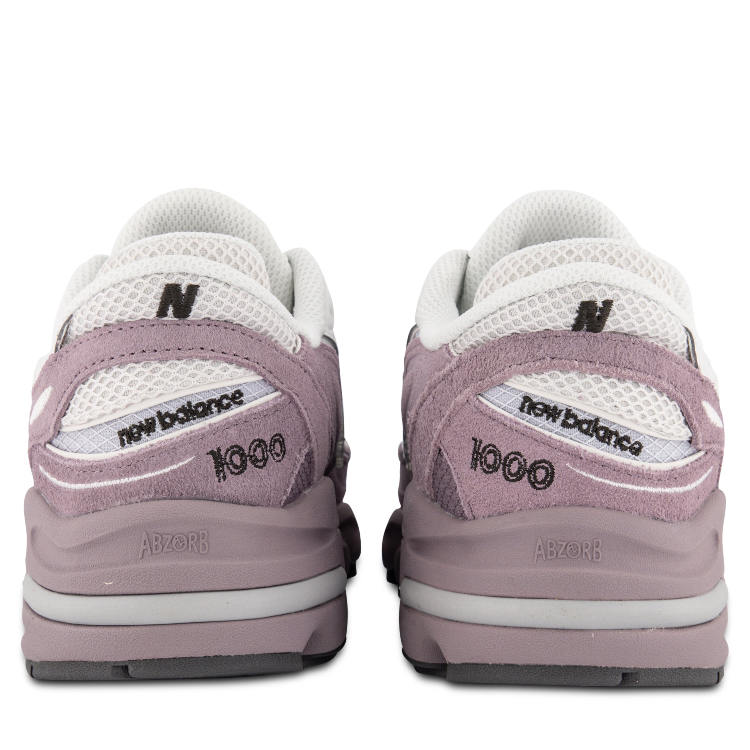 New Balance 1000 Sneakers in Pale Pink & White - heel tab view