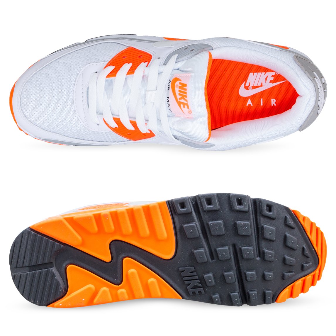 Nike AIR MAX 90 White White Hyper Orange Light Smoke Grey Hype DC