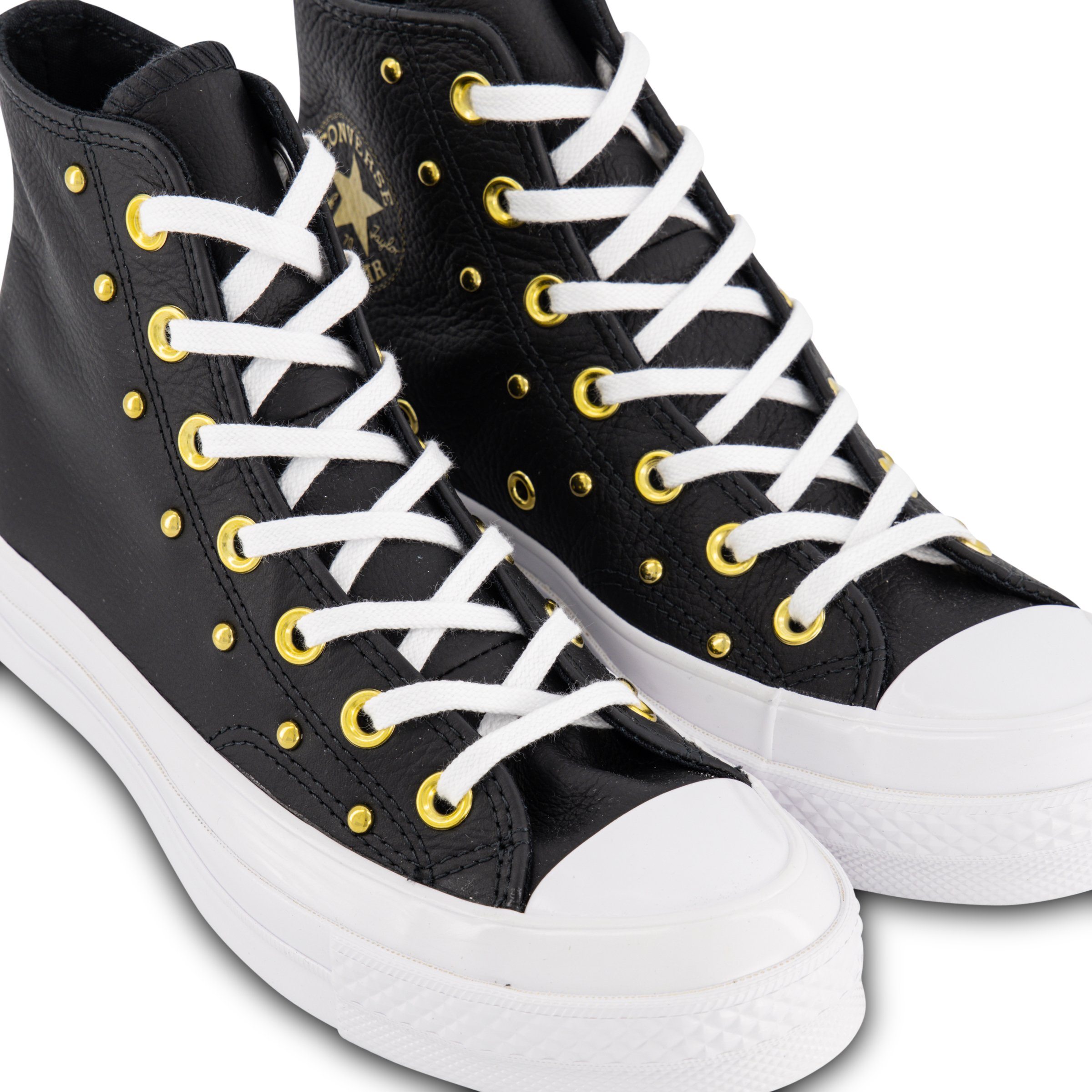 Black and gold outlet high top converse