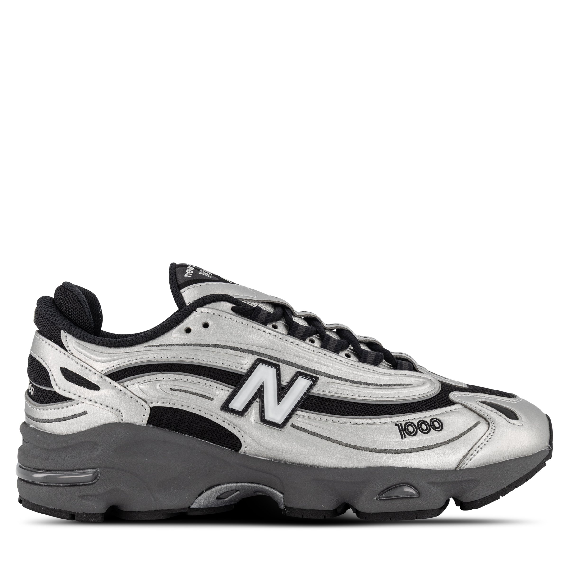 Single New Balance 1000 Sneaker in Woodland Green Pointing right outside view