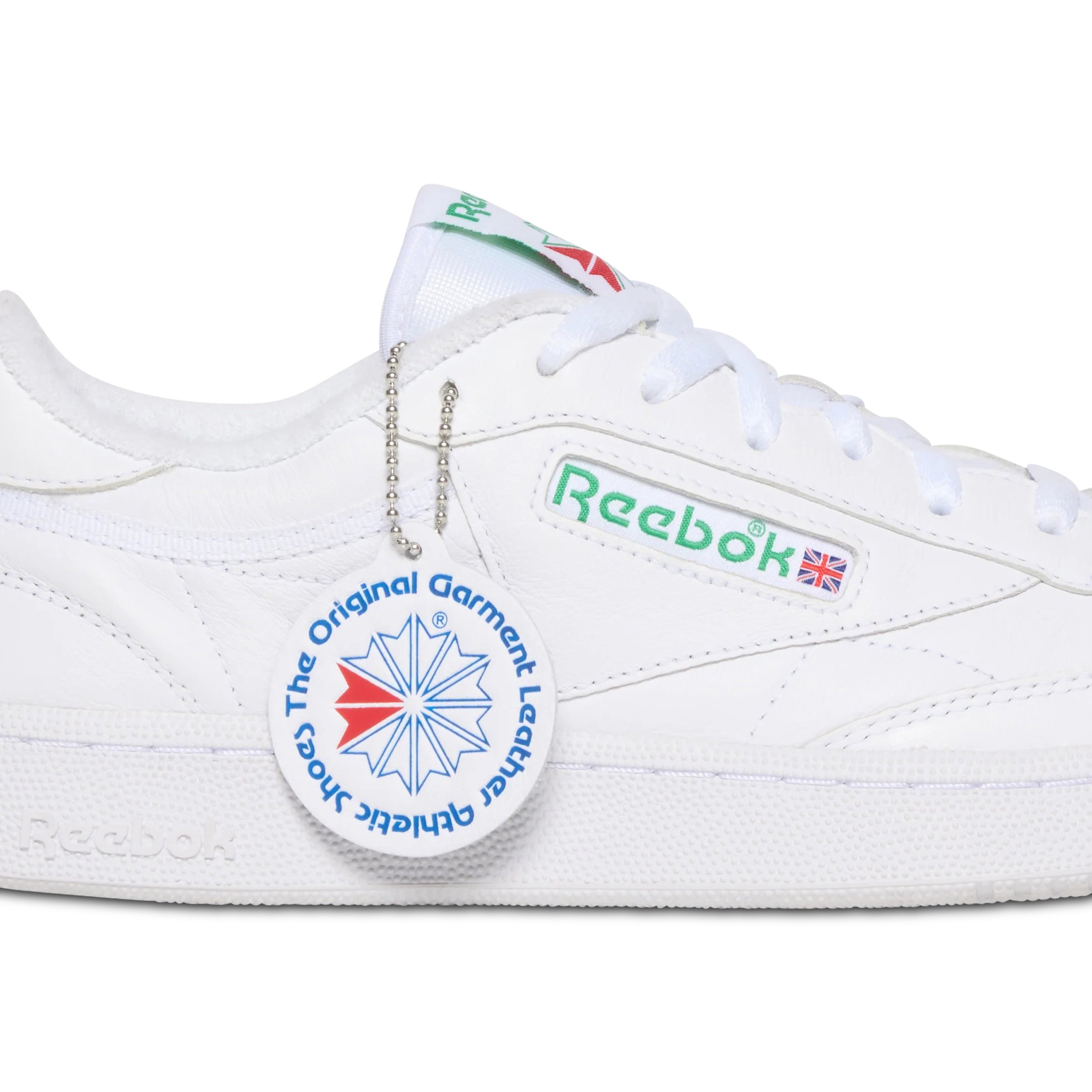 reebok trainers white reebok c85 white green