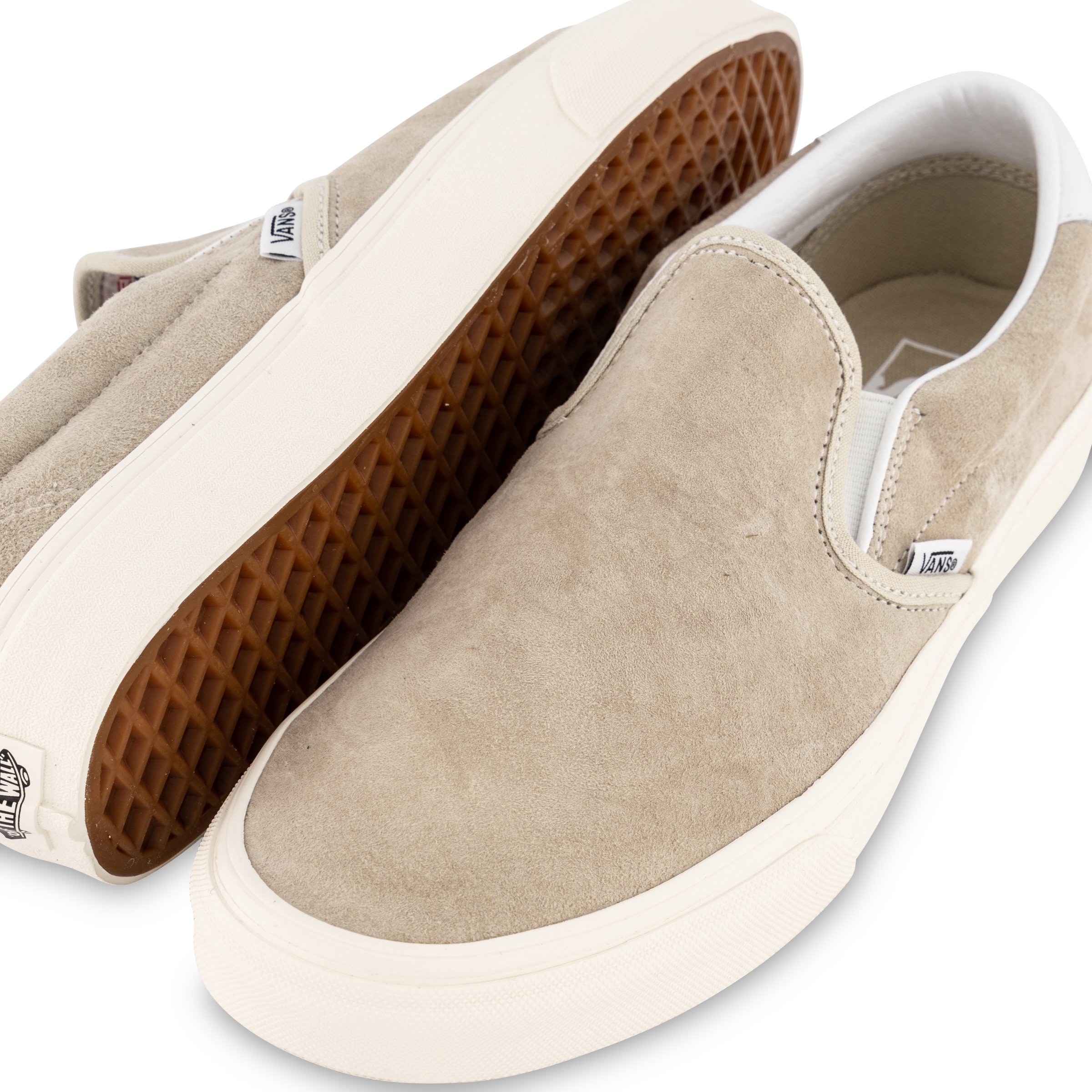 Tan suede hotsell vans slip ons