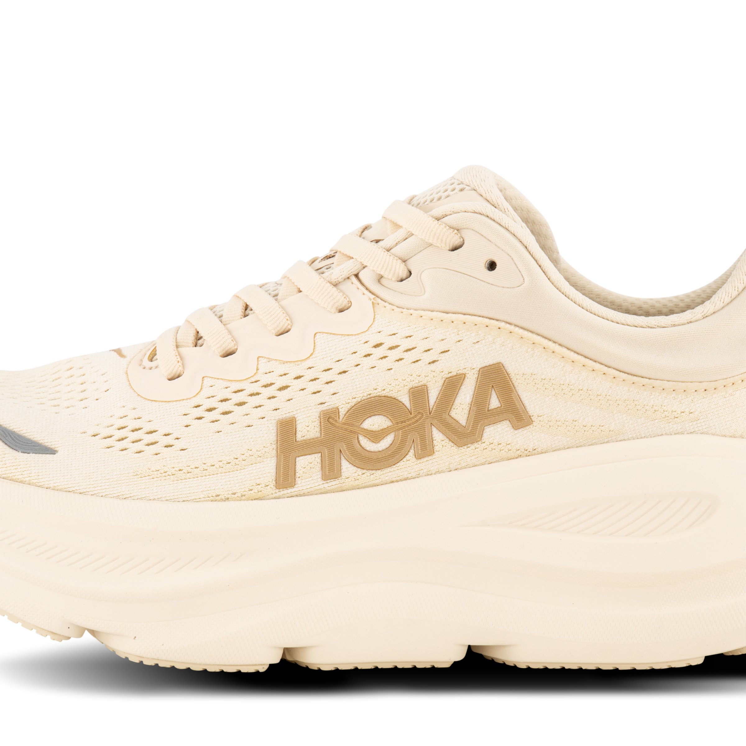 HOKA Bondi 9 Womens sneakers in Cream - single shoe, pointing left