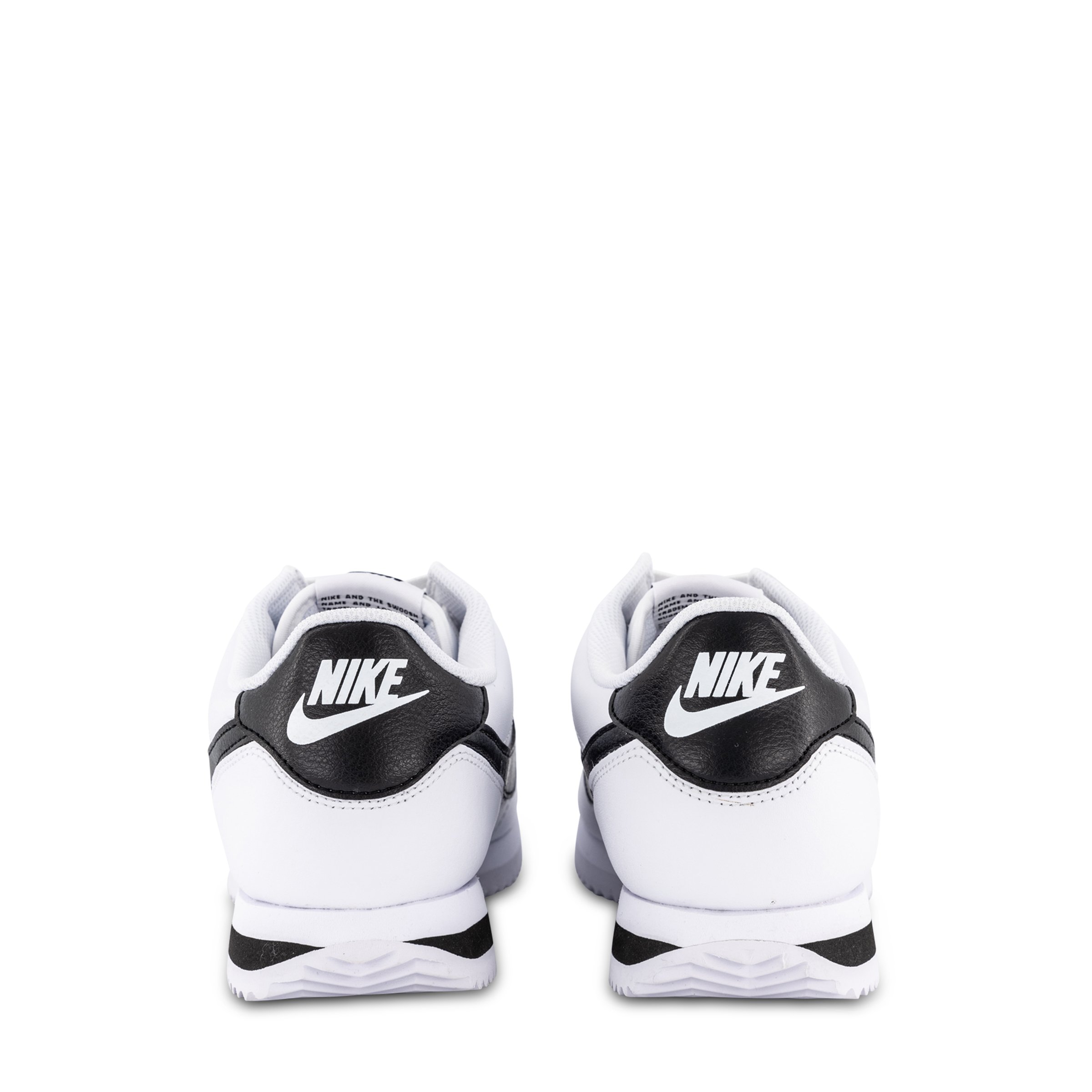 Nike cortez white with black swoosh cheap