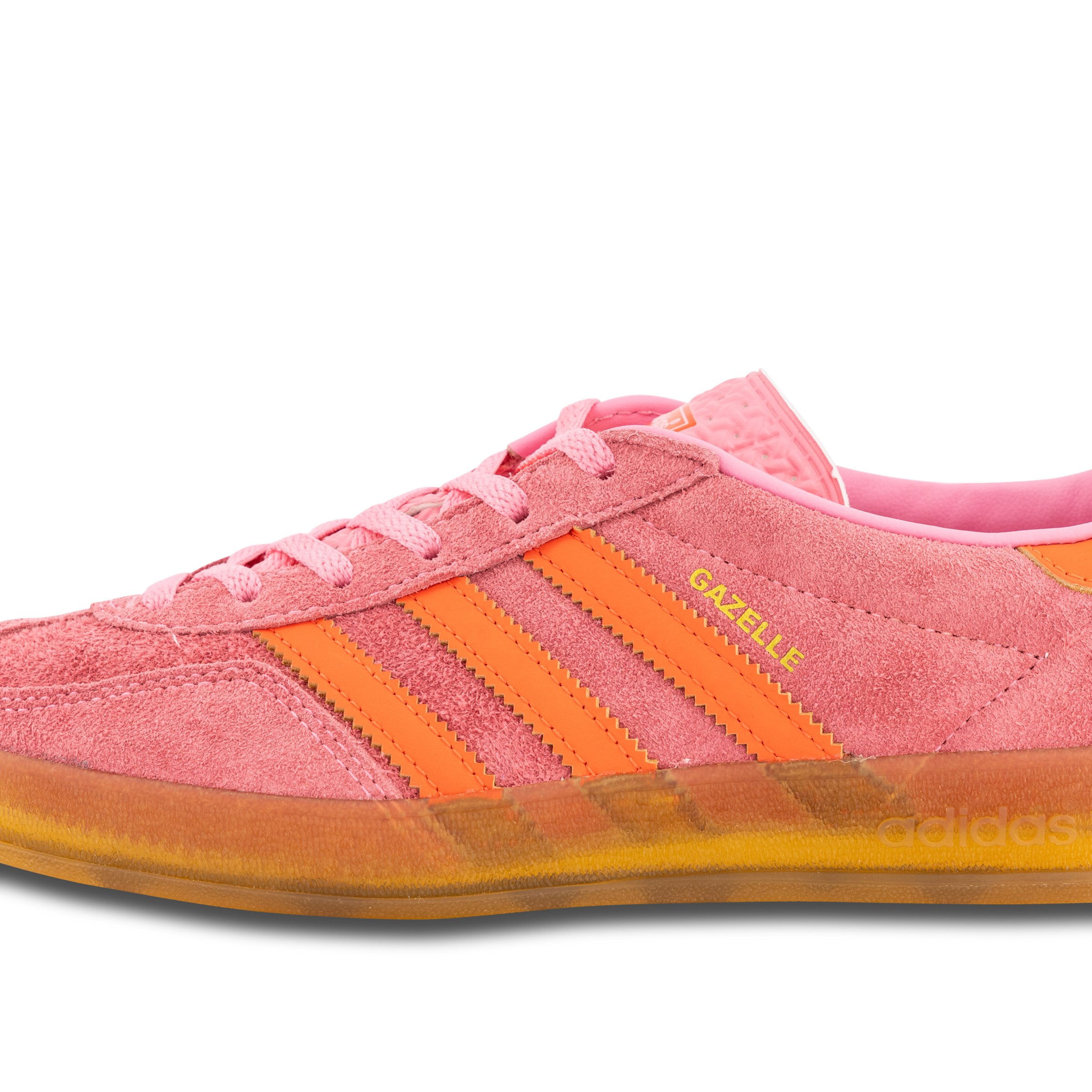 adidas Originals Gazelle Indoor gum sole sneakers in orange and pink