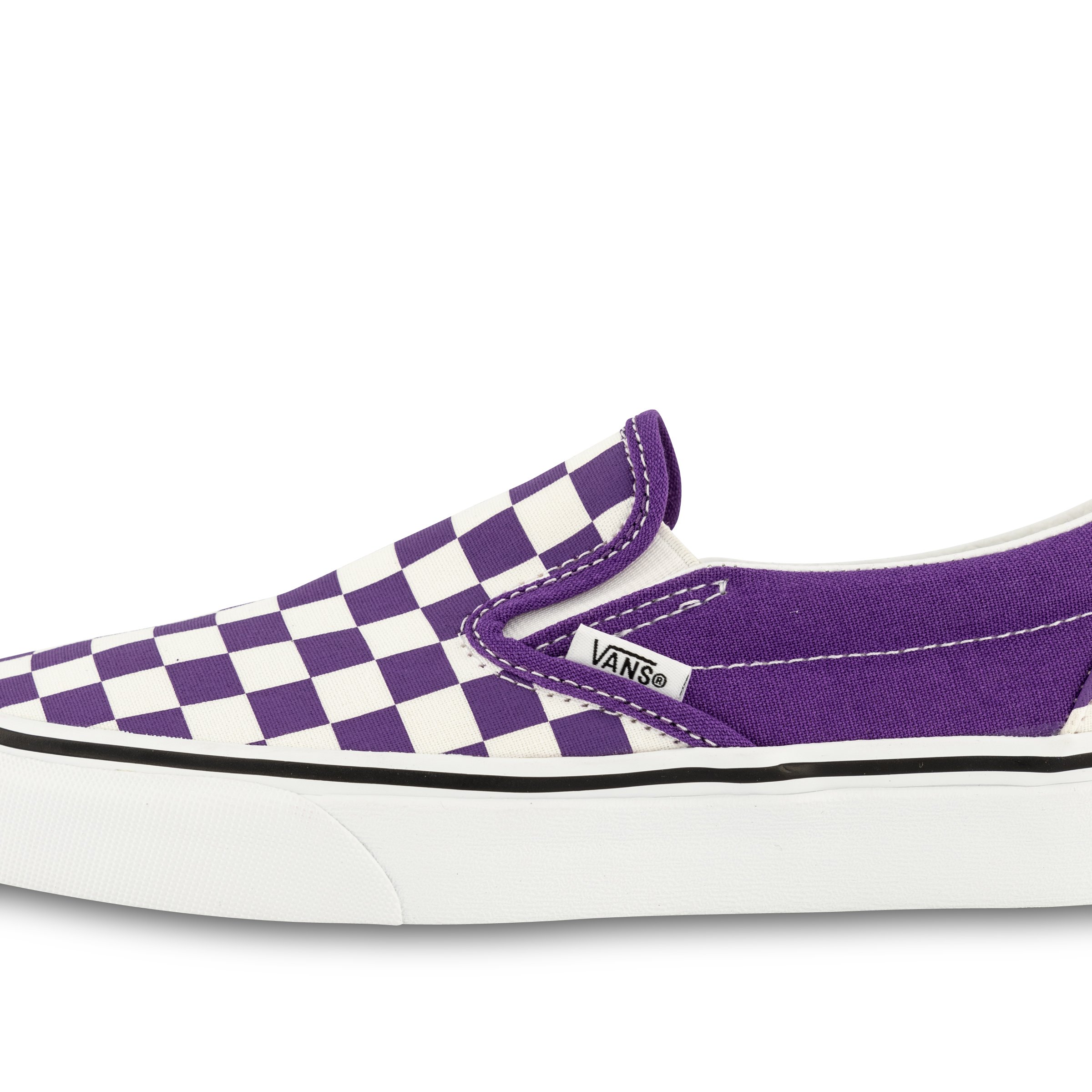 Violet checkered best sale slip on vans