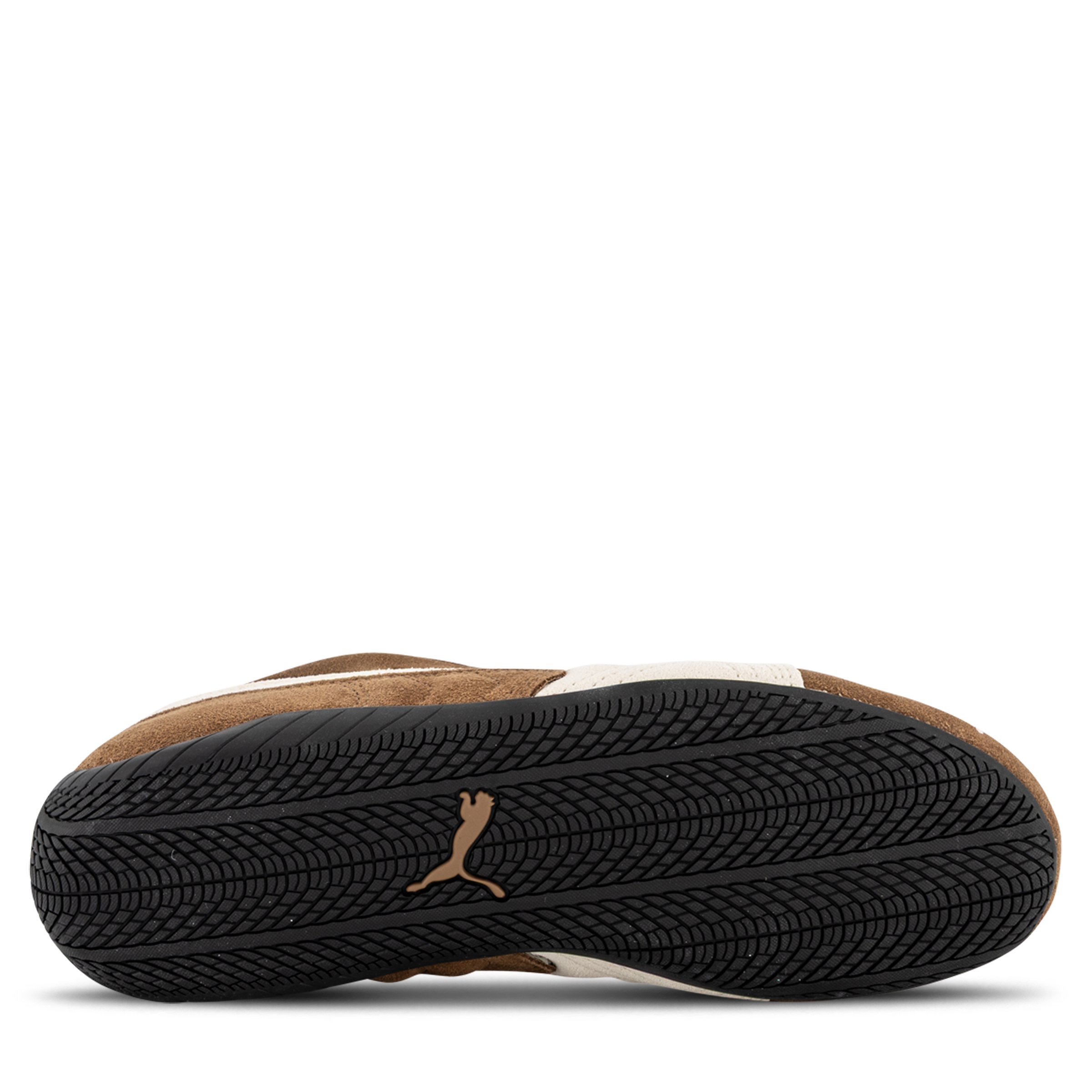 Underside of Puma Speedcat sneakers in Coffee & Ivory