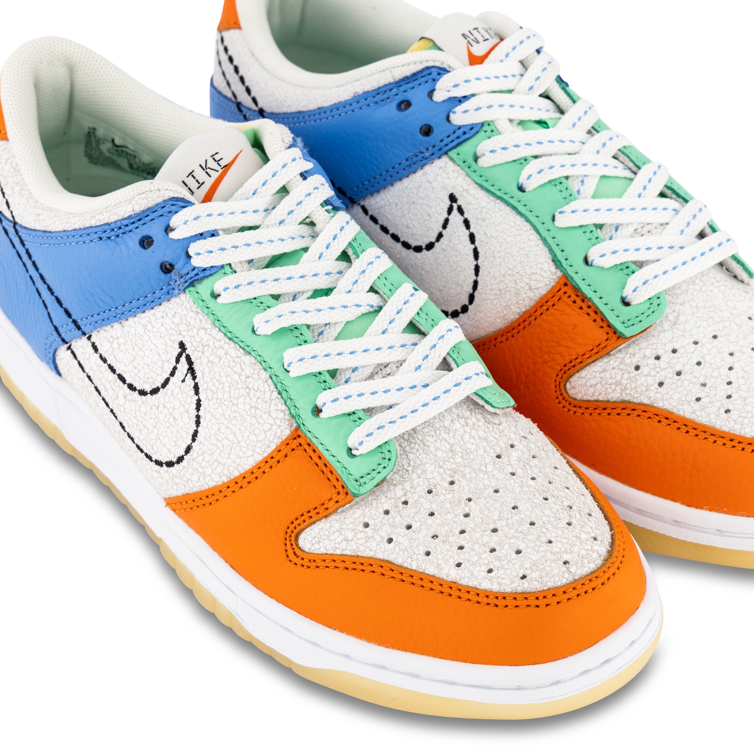 dunk low white black safety orange