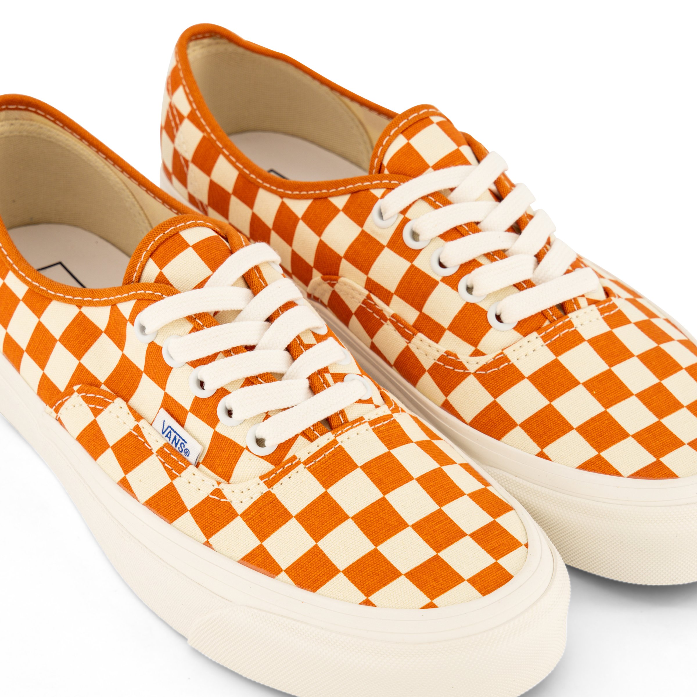 Black and discount orange checkered vans