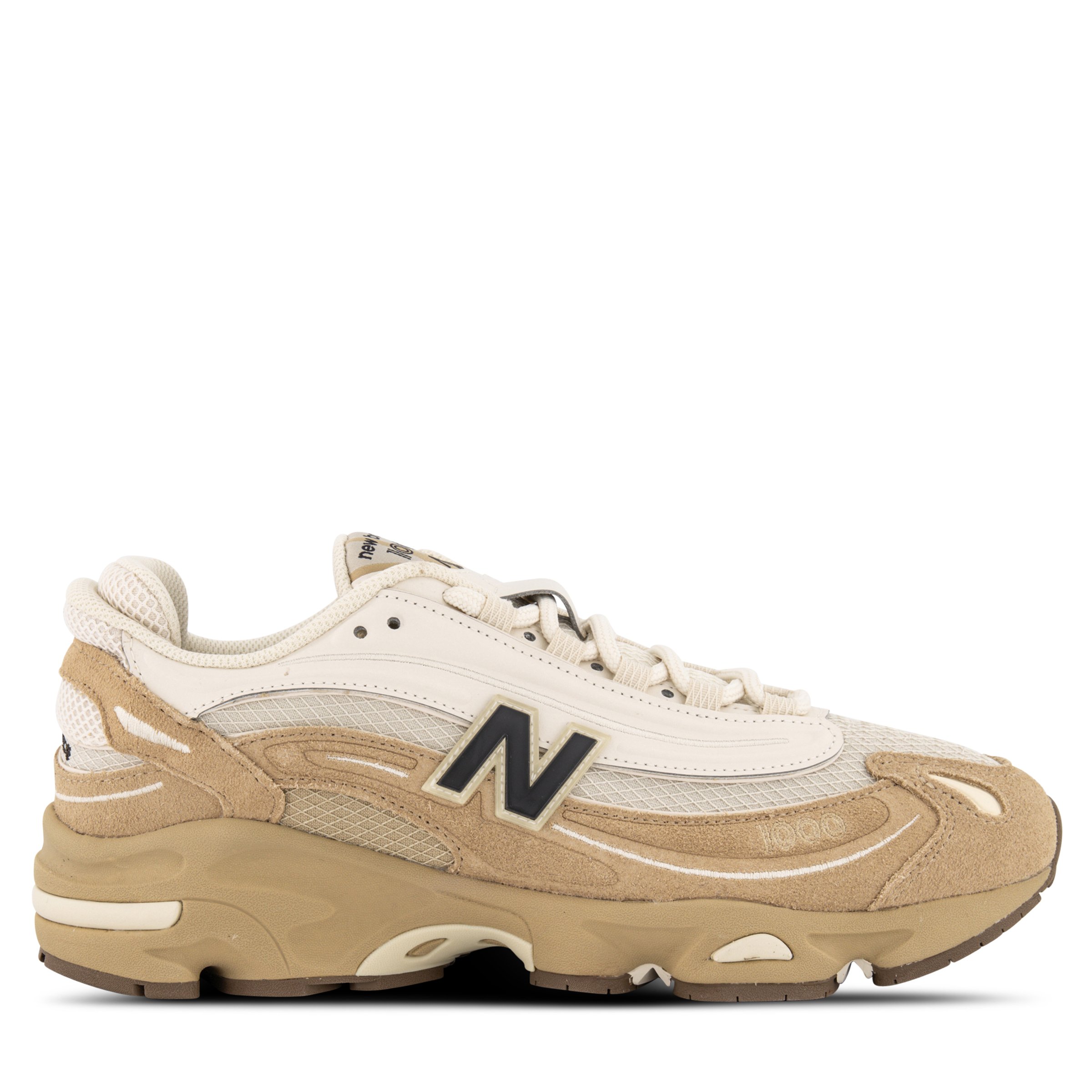 Single New Balance 1000 Sneaker in Neutral Pointing right outside view