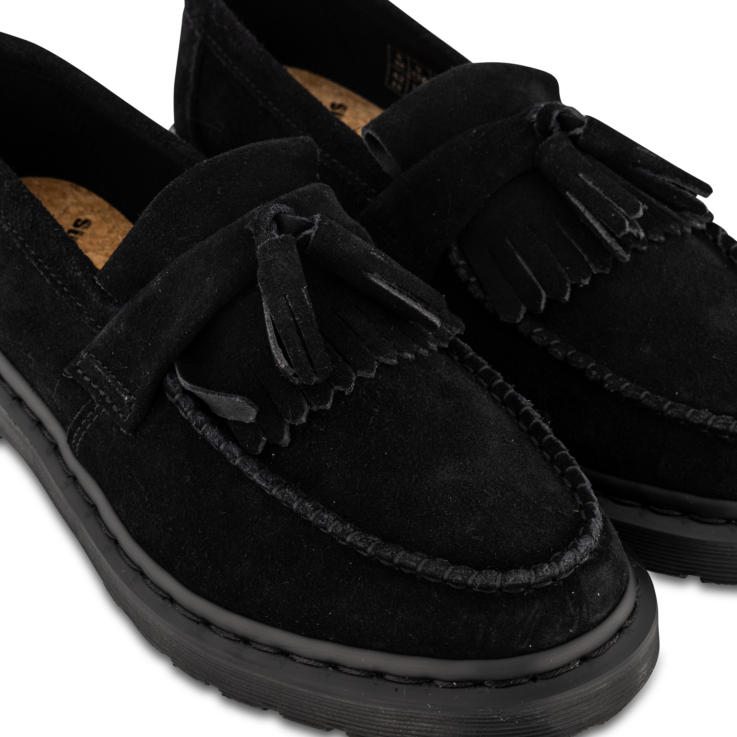 black suede platform loafers
