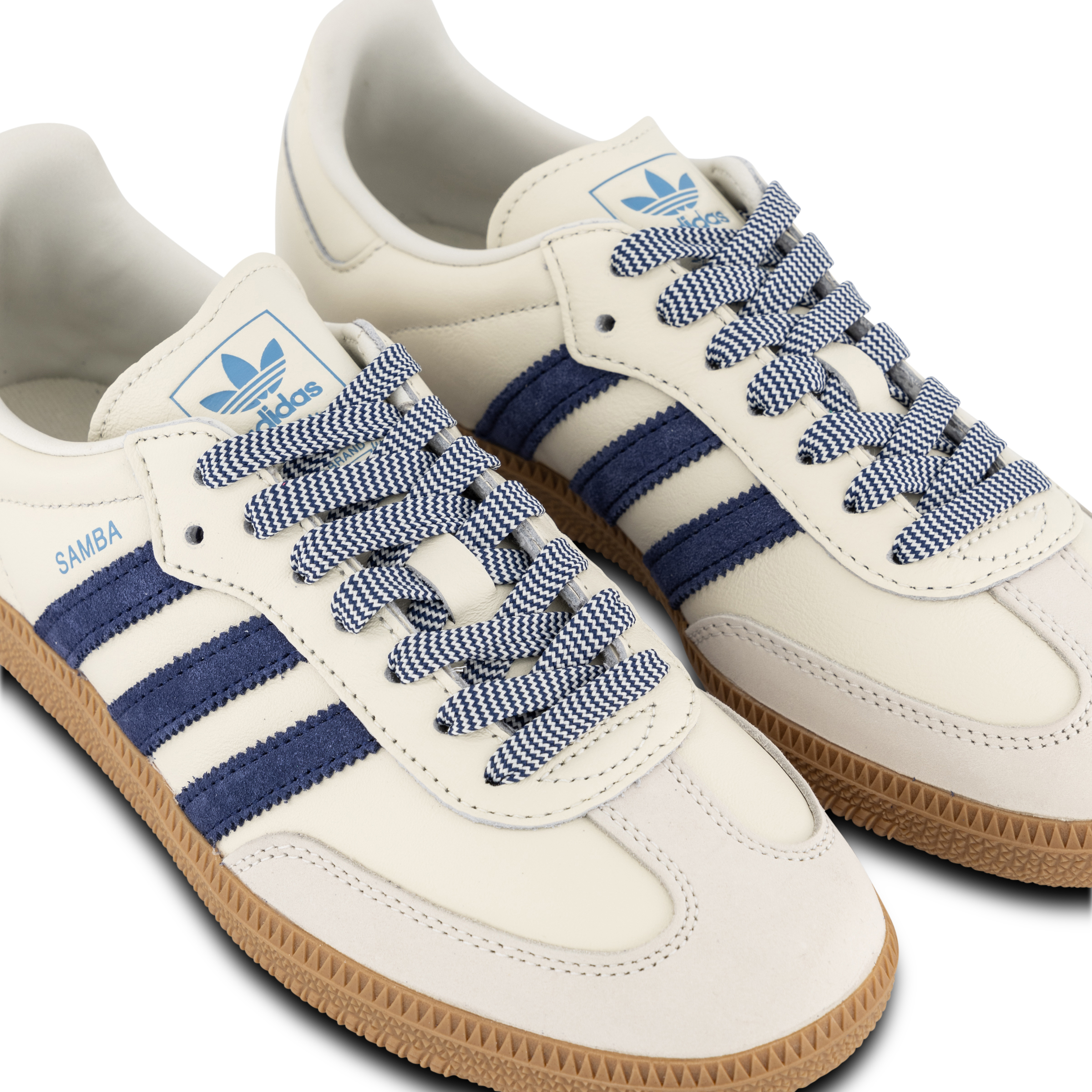 Navy Blue Adidas Originals Samba Og Trainers In Off White Adidas
