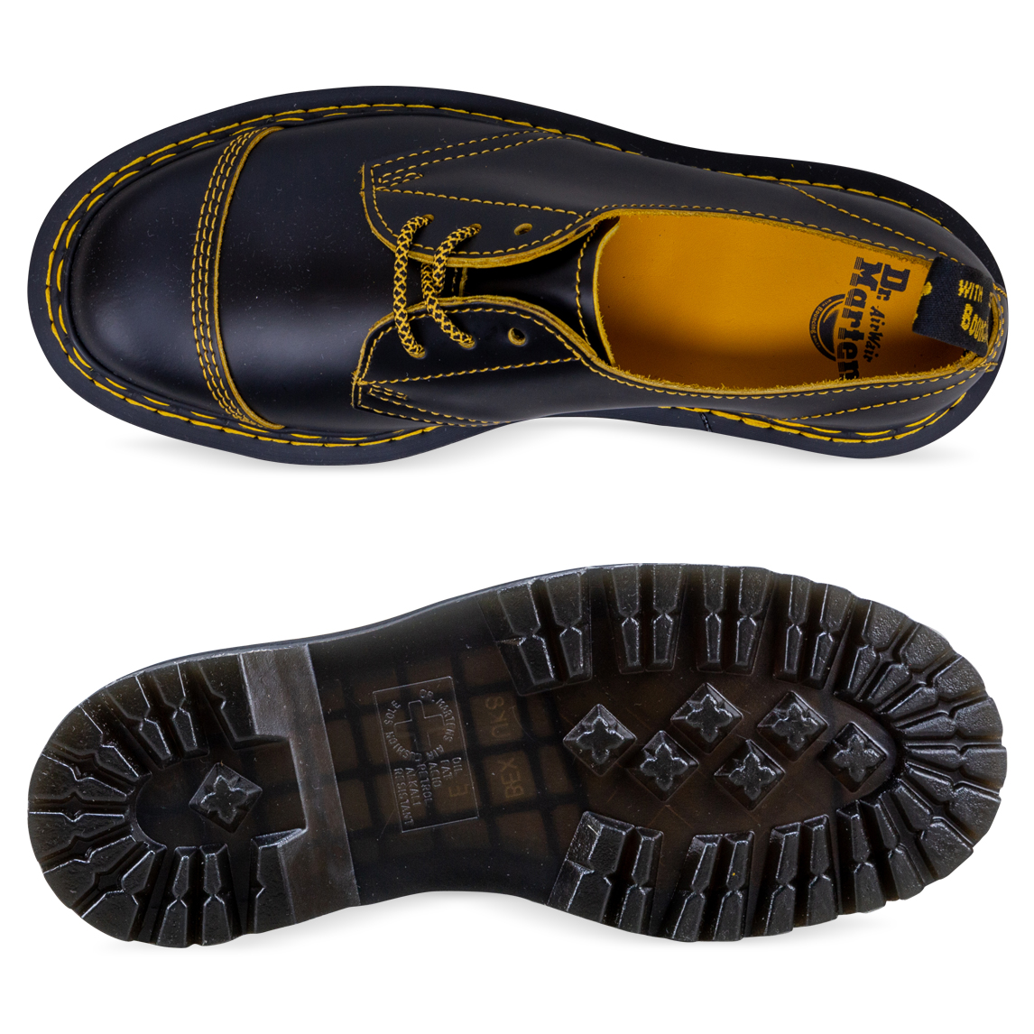 Dr Martens 1461 Bex Double Stitch Shoe Black/Yellow | Hype DC