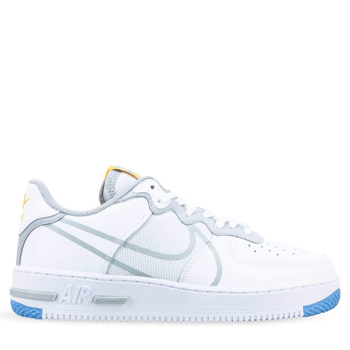 Nike AIR FORCE 1 REACT White/Light Smoke Grey/University Gold | Hype DC