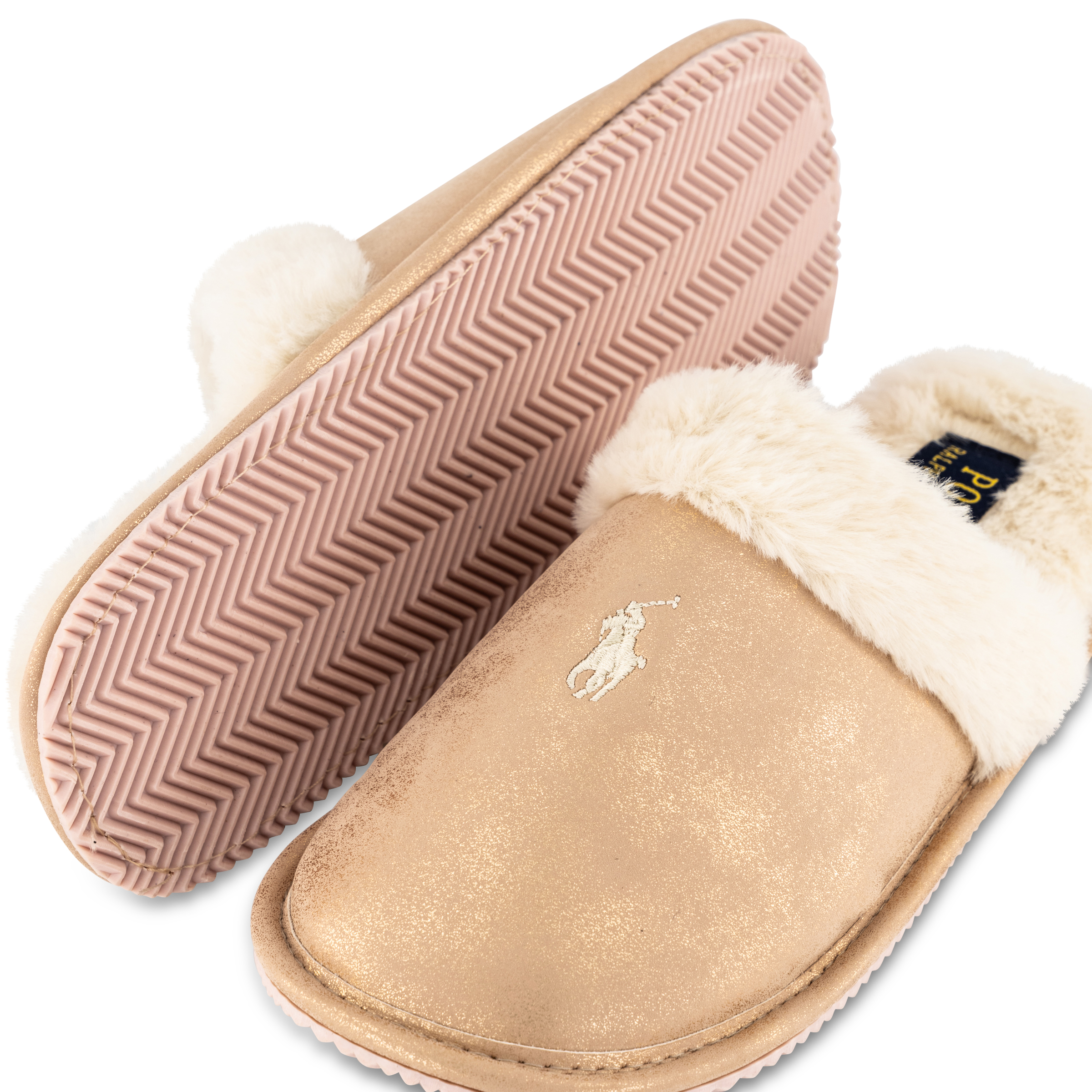 Polo Ralph Lauren Women's Denim Bear Fleece Scuff Slippers - Macy's