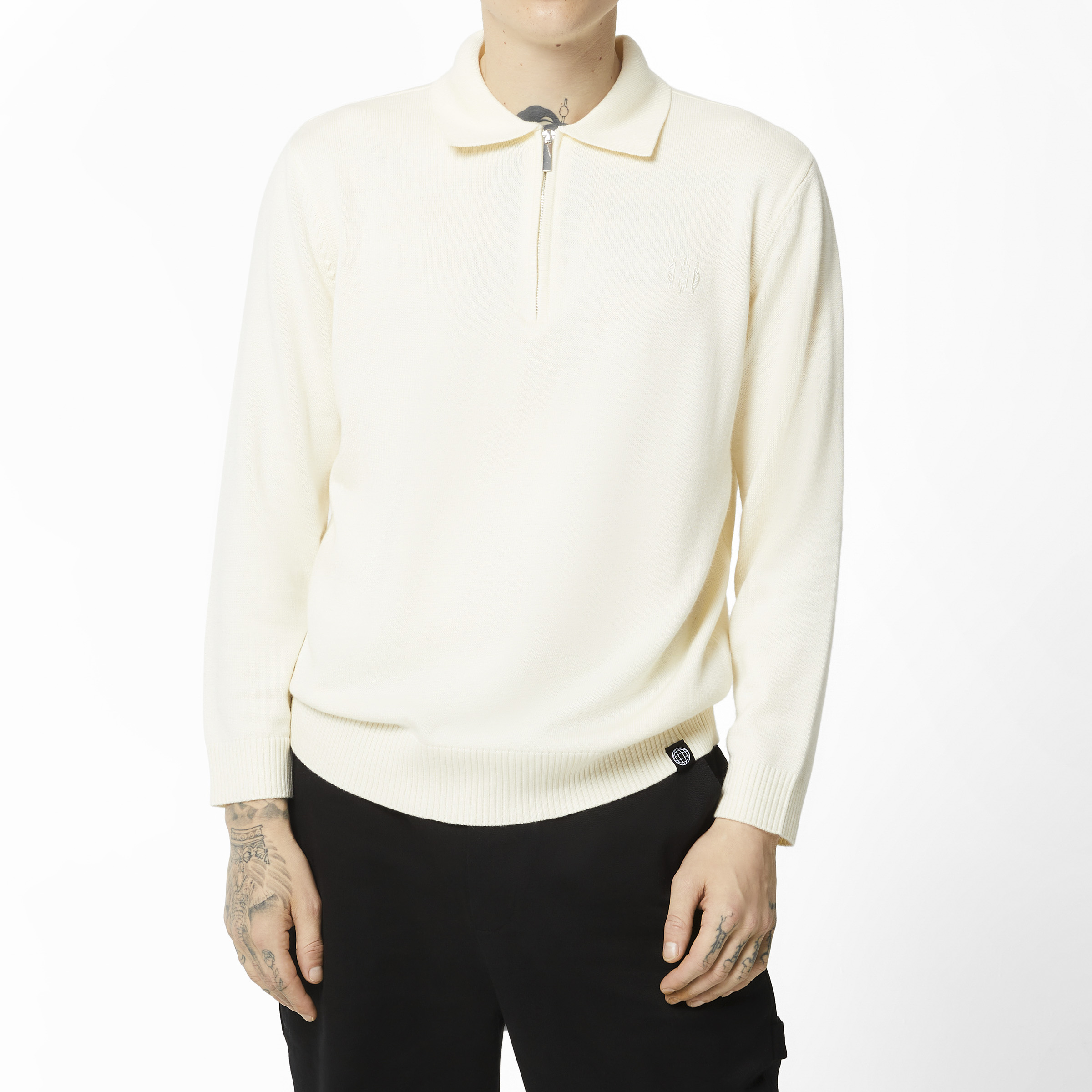 Hype Studios KNITTED ZIP POLO Egret 