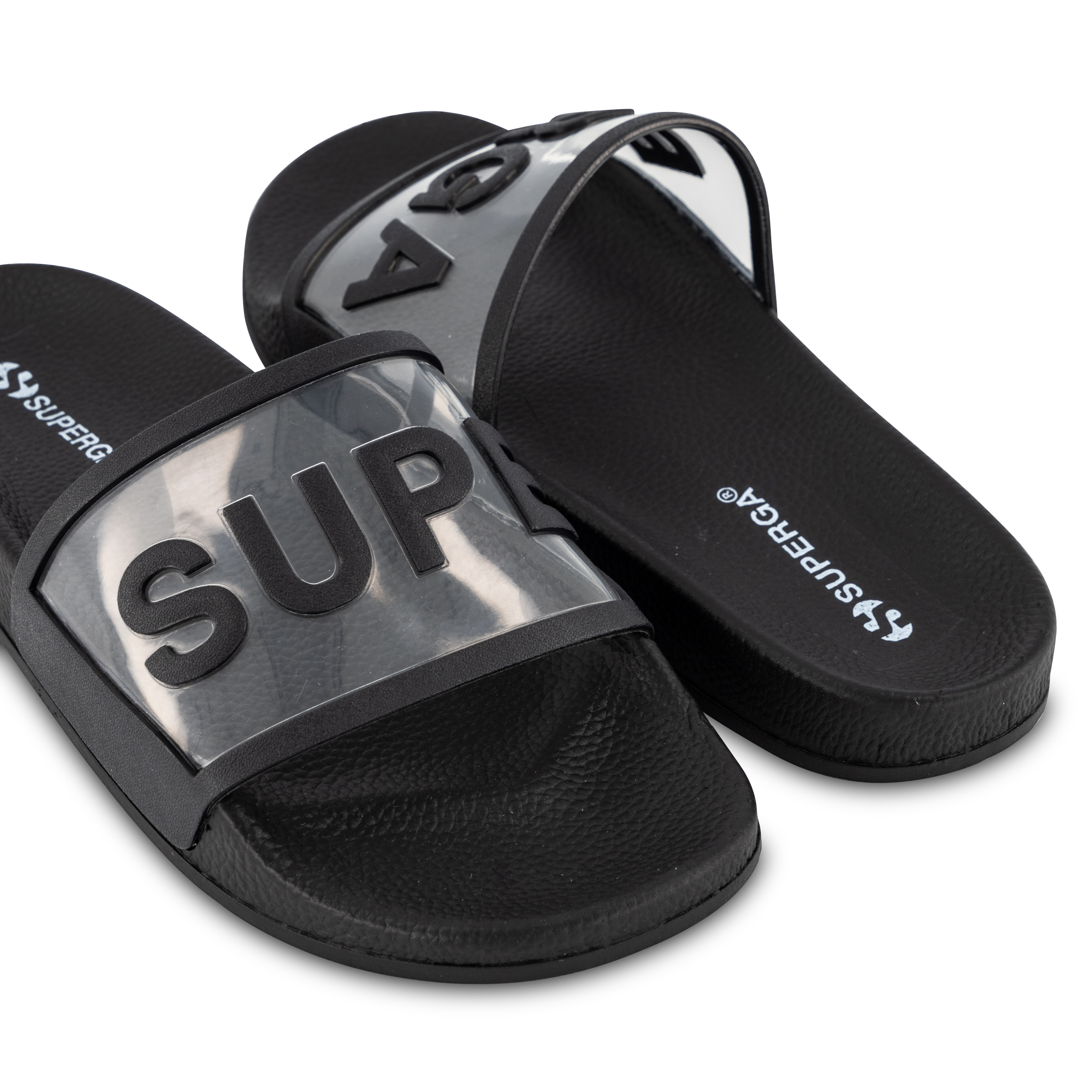 Superga black slides new arrivals