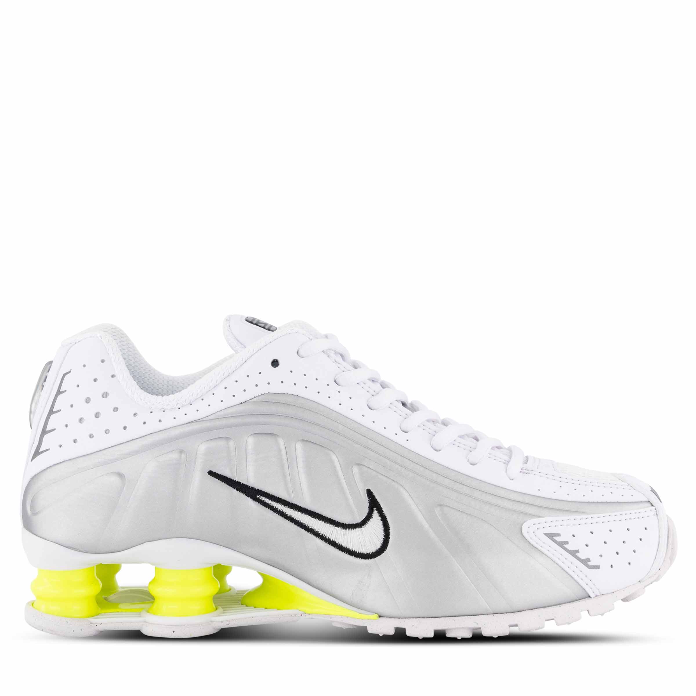 Nike Shox R4 Womens White White Metallic Silver Volt Hype DC