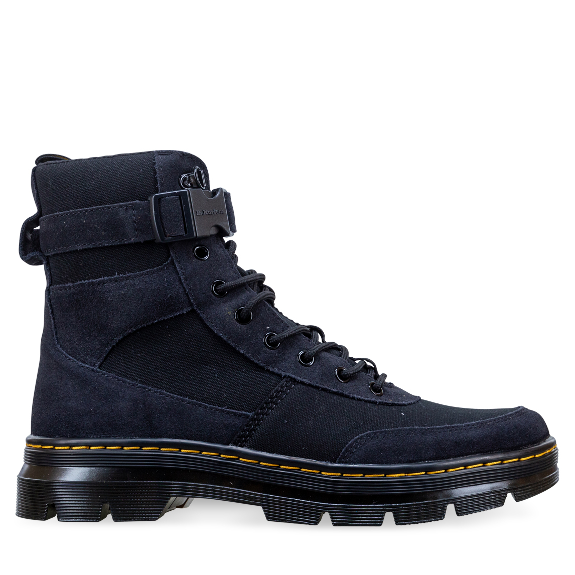 dr martens combs tech boots in black canvas