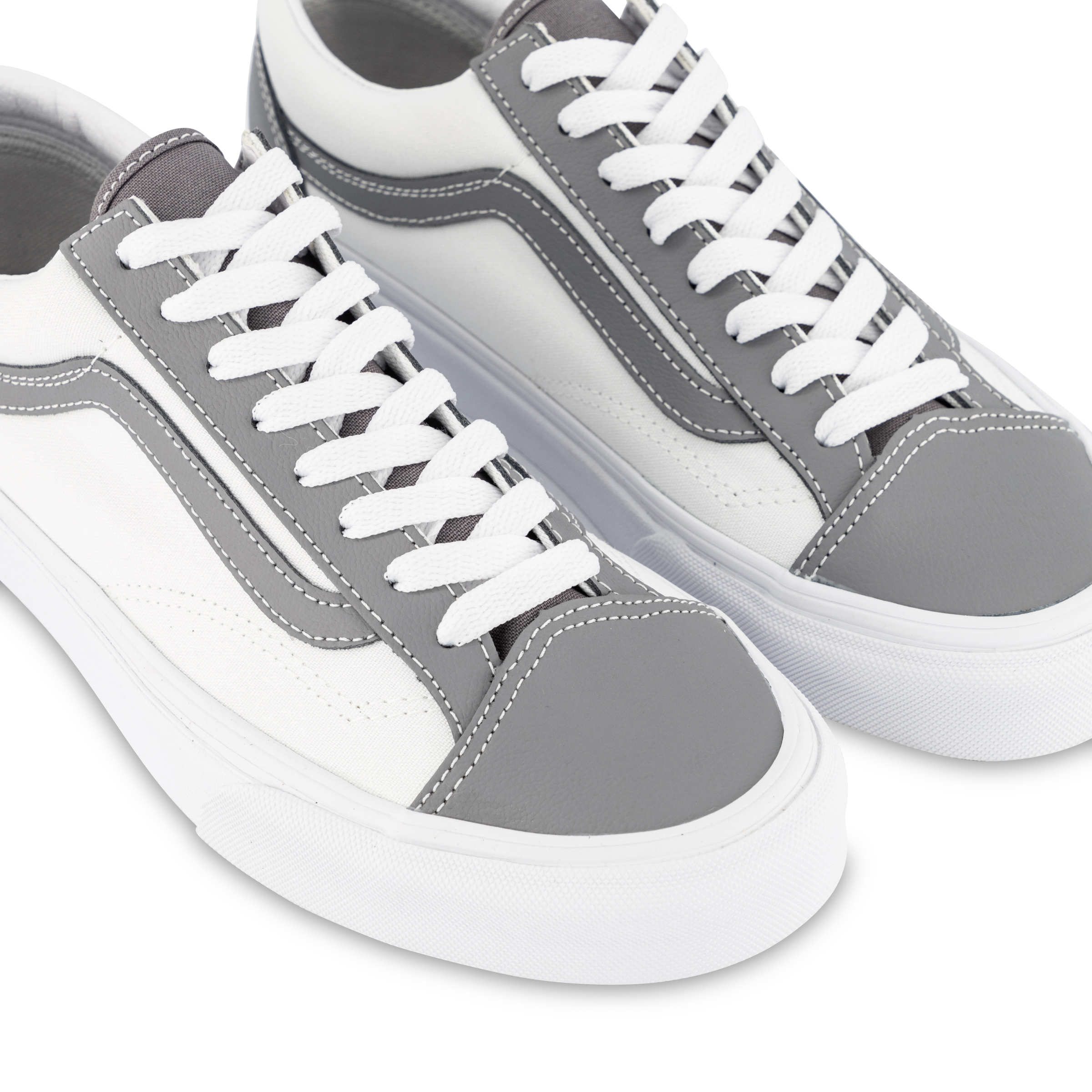 gray white vans