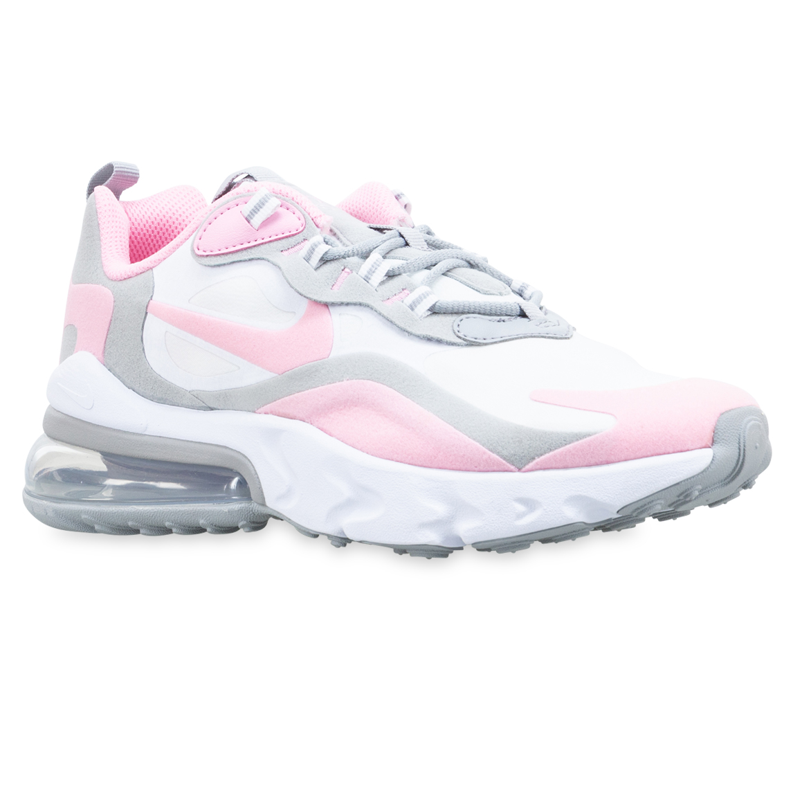 Nike AIR MAX 270 REACT YOUTH White/Pink/Light Smoke Grey/Metallic Silver |  Hype DC